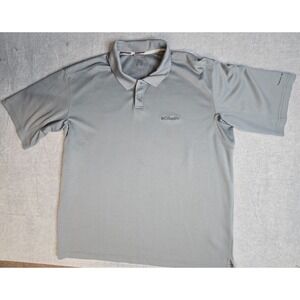 Columbia Mens‎ Polo Shirt Extra Large Short Sleeve Gray Logo Golf Hiking